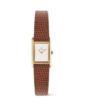 Daniel Wellington Bound Mini Tank Leather Strap Watch, 17Mm X 26Mm - Brown