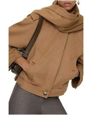Burberry Detachable Scarf Cashmere Jacket - Brown