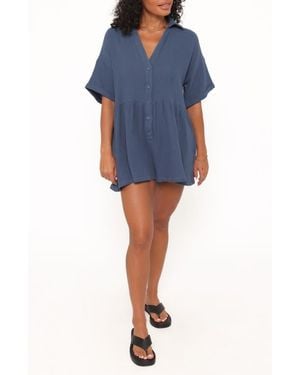Petal & Pup Winny Crinkle Cotton Romper - Blue