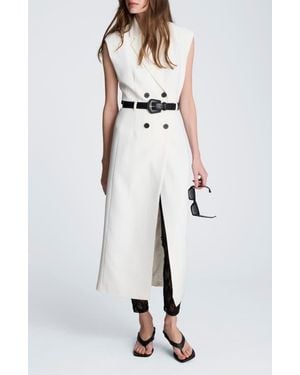 Kenneth Cole Double Breasted Midi Trench Dress - White