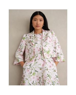 Hobbs Lana Cropped Floral Jacket - Brown