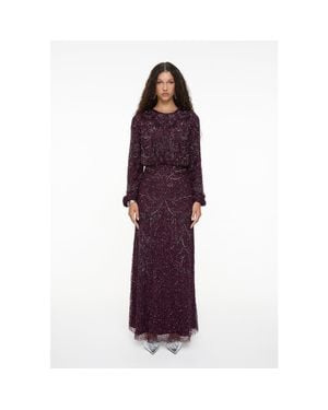 MARYISA Modest Embellished Sequin Dress - Purple