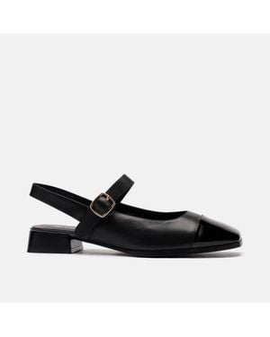 MARC NOLAN Cora Leather Mary Jane Lug Slingbacks - Black