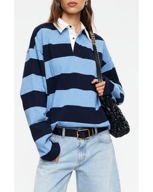 Lioness Outbound Oversize Stripe Jersey Cotton Long Sleeve T-Shirt - Blue