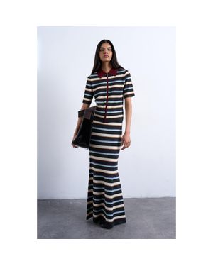 TOPSHOP Stripe Knit Maxi Skirt - Blue