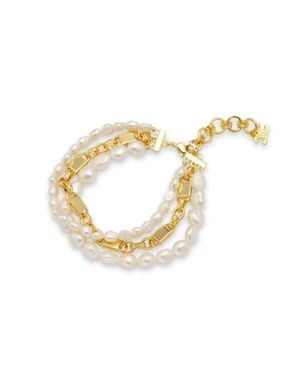 Classicharms Mia Layered Luxe Freshwater Pearl Bracelet - Metallic