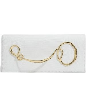 Alexis Twisted Side Handle Leather Clutch - White