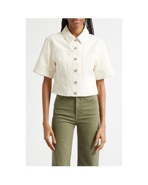 Veronica Beard Malcolm Short Sleeve Denim Jacket - White