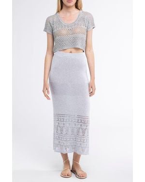 Sunday Saint Tropez Mateo Crochet Cover-Up Crop Top - Purple