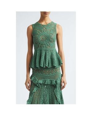 Ulla Johnson Cora Sleeveless Crochet Top - Green