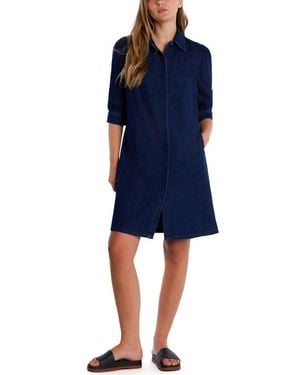 Wash Lab Denim Puff Sleeve Denim Shirtdress - Blue