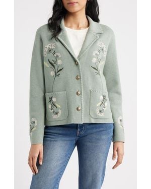 Pendleton Souvenir Floral Button Front Cardigan - Green
