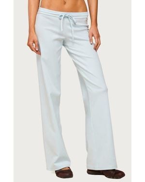 Edikted Claudia Stretch Cotton Straight Leg Drawstring Pants - Blue