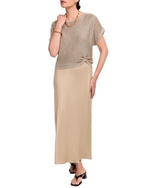 Mint Velvet Woven Mix Metallic Dress - Natural