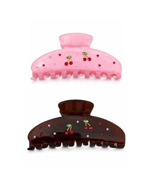 Donatello Gian 2Pk Cherry Hair Claw Clips - Pink