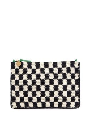 Clare V. Checkerboard Knit Flat Clutch - Black