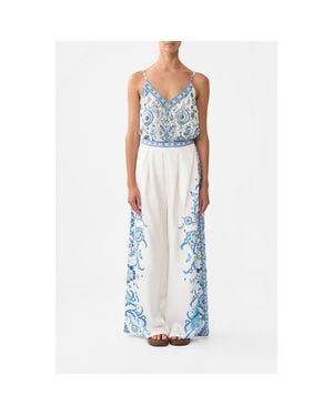CAMILLA Tuck Front Pant - Blue