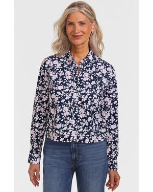 Lands' End No Iron Boxy Cropped Shirt - Blue