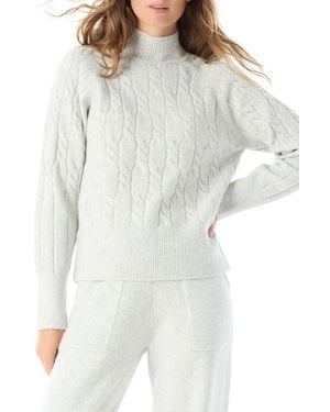 DO by Dee Ocleppo Coralina Mock Neck Cable Sweater - White