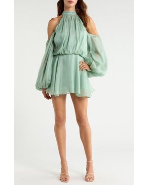 House Of Cb Naima Halter Neck Cold Shoulder Minidress - Green
