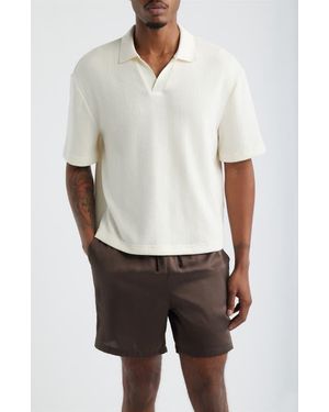 Open Edit Knit Johnny Collar Polo - Gray