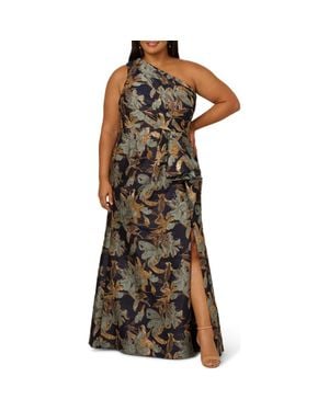 Adrianna Papell Metallic Floral Jacquard Mermaid Gown - Brown