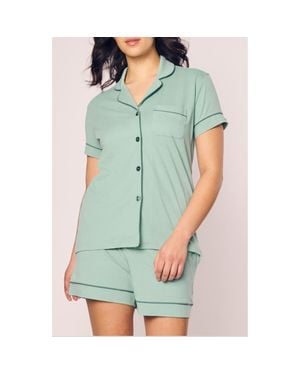 Petite Plume Luxe Pima Cotton Short Pajamas - Green