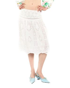 Anna Sui Applique Lace Combo Skirt - White
