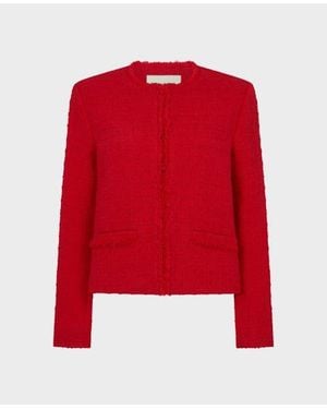 Really Wild Clothing Pauline Cropped Wool Blend Boucle Jacket - Red