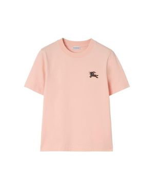 Burberry Ekd Check Cotton T-Shirt - Pink
