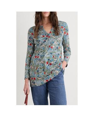 Seasalt Cornwall Moon Window Floral Organic Cotton Tunic - Blue