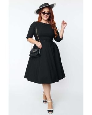 Unique Vintage Plus Size Devon Swing Dress - Black