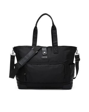 Elle Voyage 25L Twill And Vegan Leather Weekender Duffel Bag - Black