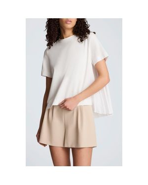 Kenneth Cole High/Low Pleat Back Top - White