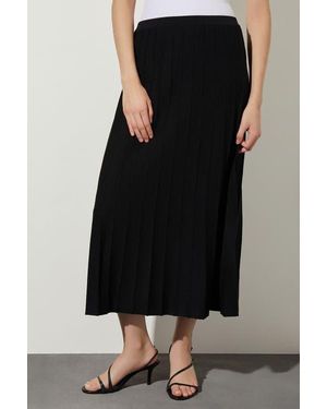 Ming Wang Pleated Soft Knit Maxi Skirt - Black