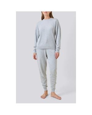 Papinelle Cotton & Cashmere Crewneck Pajama Top - Gray
