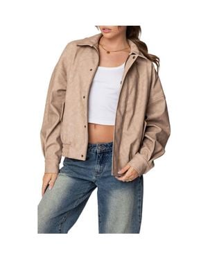 Edikted Mori Oversize Faux Leather Jacket - Brown