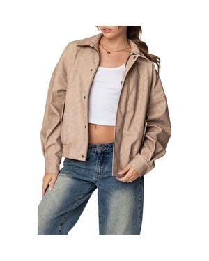 Edikted Mori Oversize Faux Leather Jacket - Brown