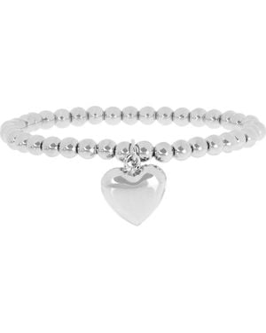 Marlyn Schiff Large Heart Charm Ball Beaded Bracelet - White