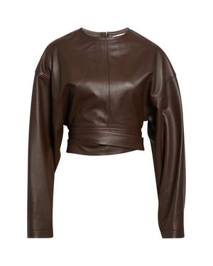 Alaïa Belted Leather Top - Brown