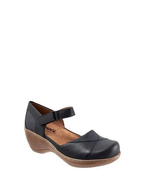 Softwalk Miri Ankle Strap Platform Wedge Clog - Brown