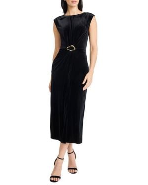 Maggy London Sleeveless Velvet Sheath Midi Dress - Black