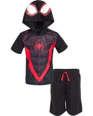 Marvel Spider- Hooded T-Shirt And Shorts Set - Multicolor