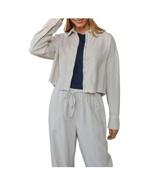 Bella Dahl Oversize Crop Zip Shacket - Gray