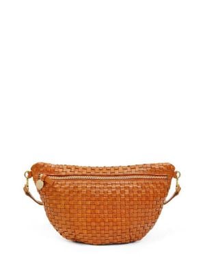 Clare V. Grande Woven Leather Belt Bag - Brown