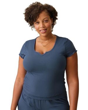 Kindred Bravely Ribbed Modal Notched Nursing T-Shirt - Blue