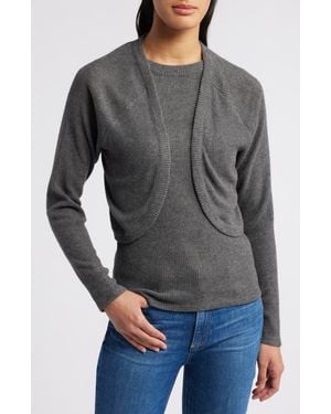 Loveappella Rib Tank & Shrug Set - Gray