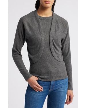 Loveappella Rib Tank & Shrug Set - Gray