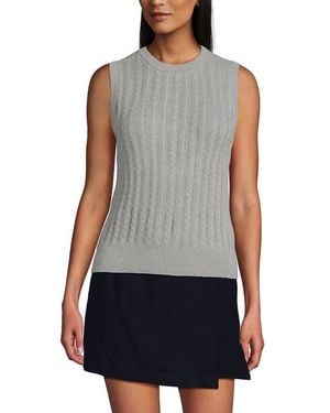 Lands' End Cotton Pointelle Shell Sweater - Blue
