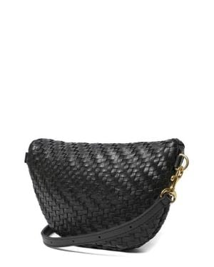 Clare V. Petite Woven Leather Belt Bag - Black